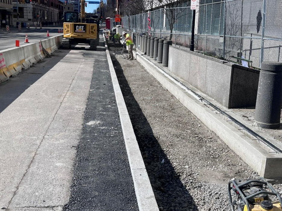 Granite curb recently installed along Fifth Avenue between Lothrop and Darragh streets