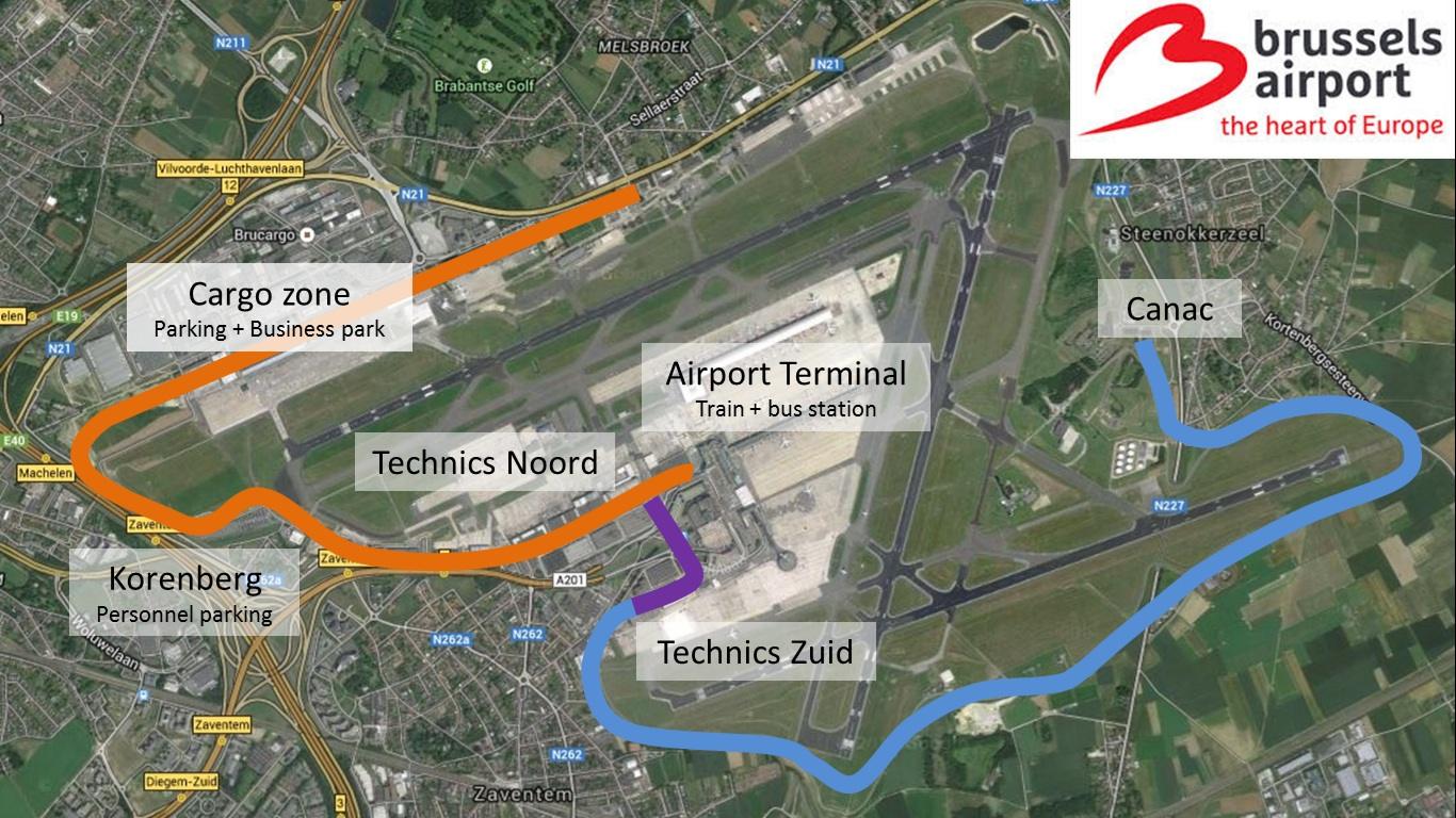 Trajecten die onderzocht worden met het oog op de invoering van een zelfrijdende bus in 2018.