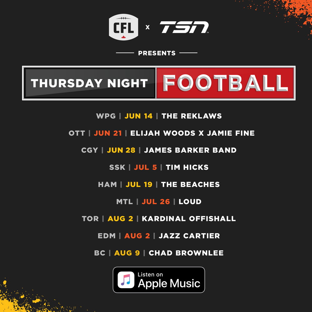 Thursday Night Football Concert Series Schedule