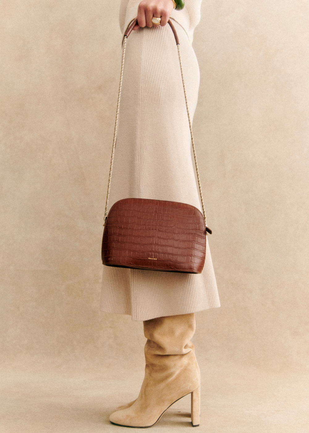 Sézane - Sac VICTOR Camel Croco - 295€