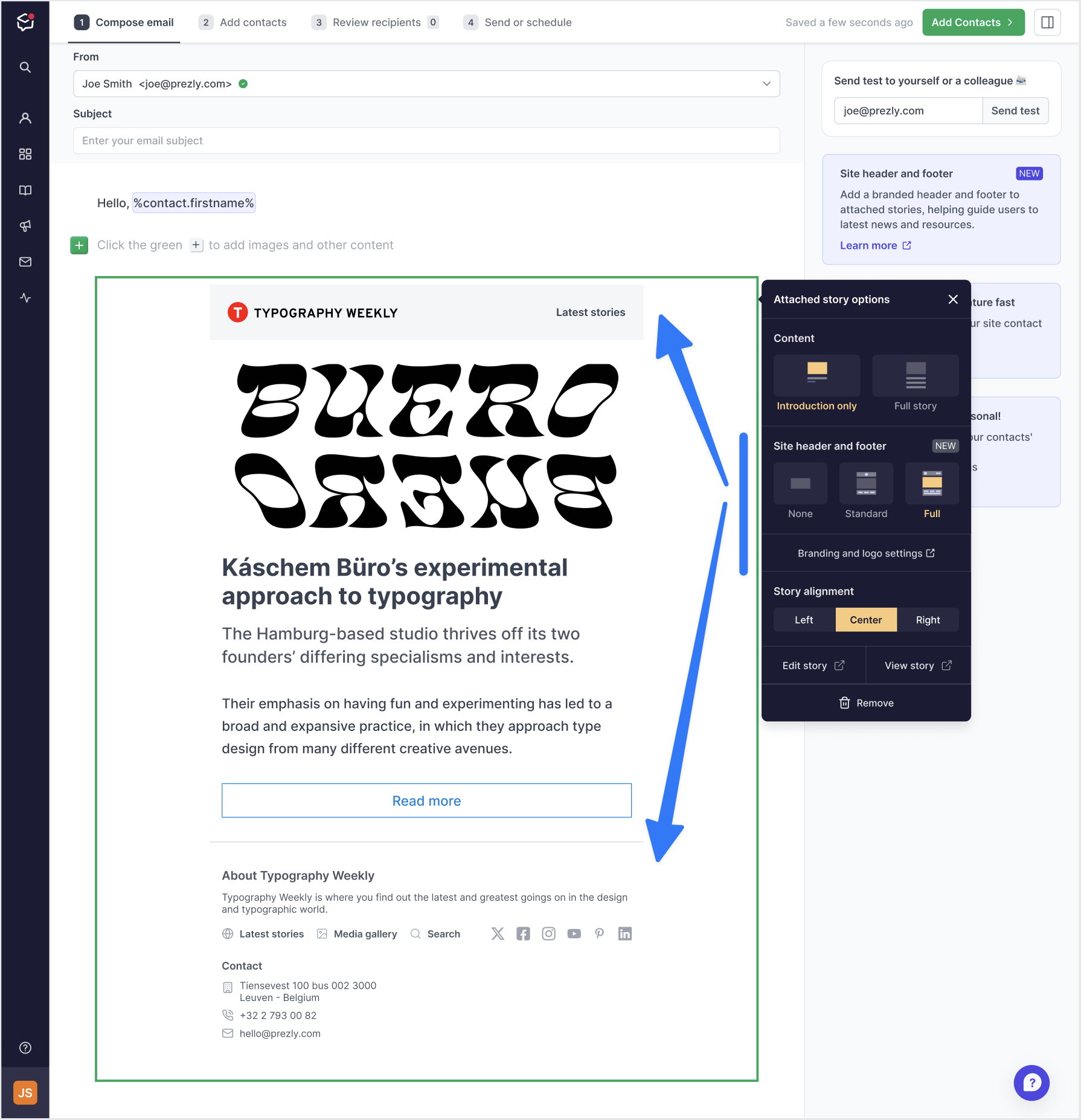 A header and footer added to an attached story. A header and footer added to an attached story.