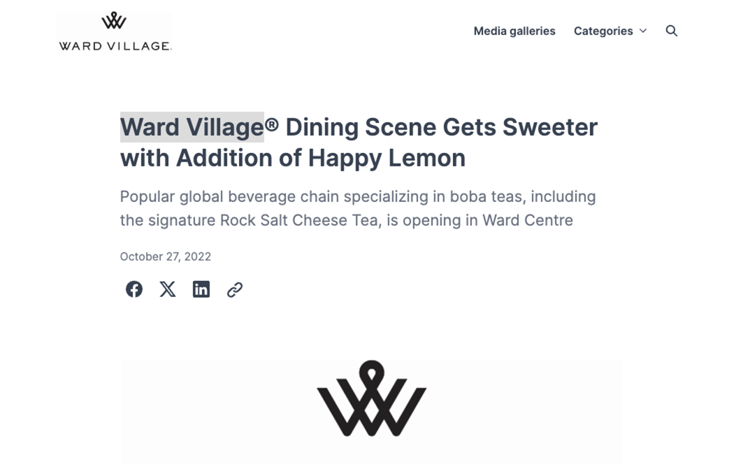 New restaurant Happy Lemon announcement