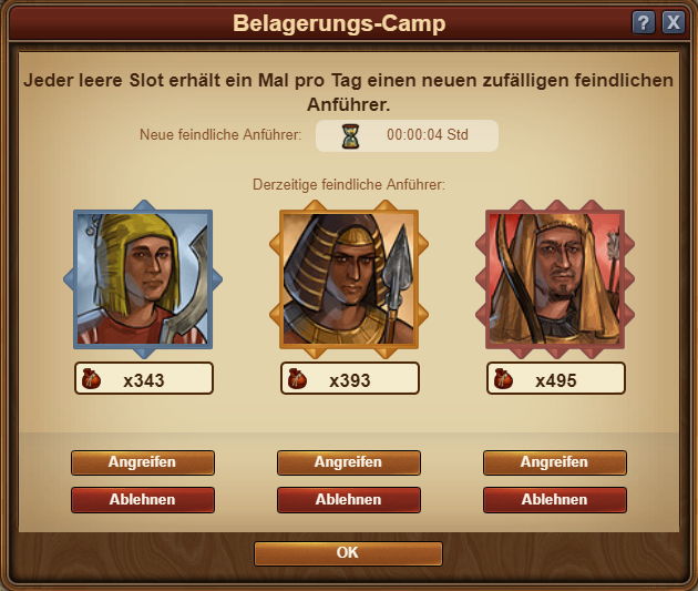 Siege Camp - Menue