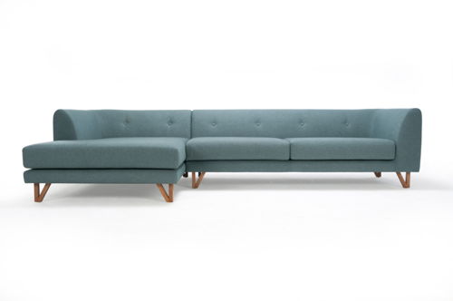 Eddie 3-seater with chaise longue left - Fabio Grey Green