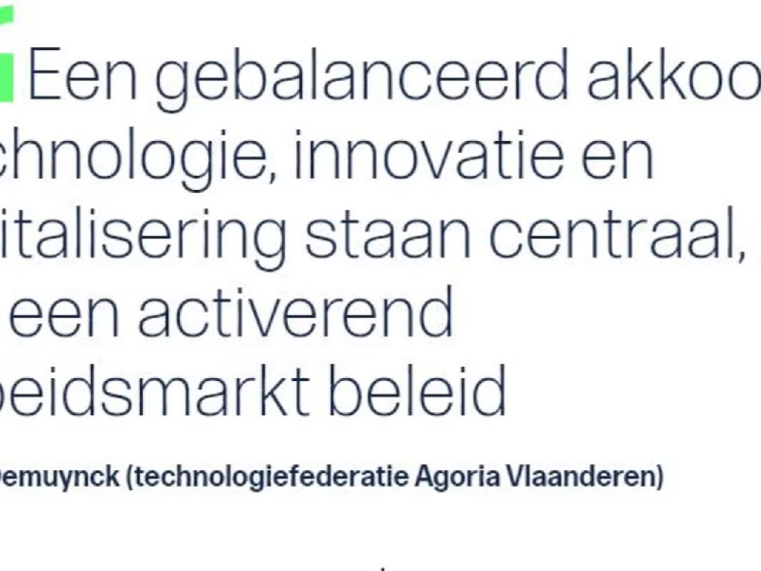 'Technologie centraal in Vlaams regeerakkoord'