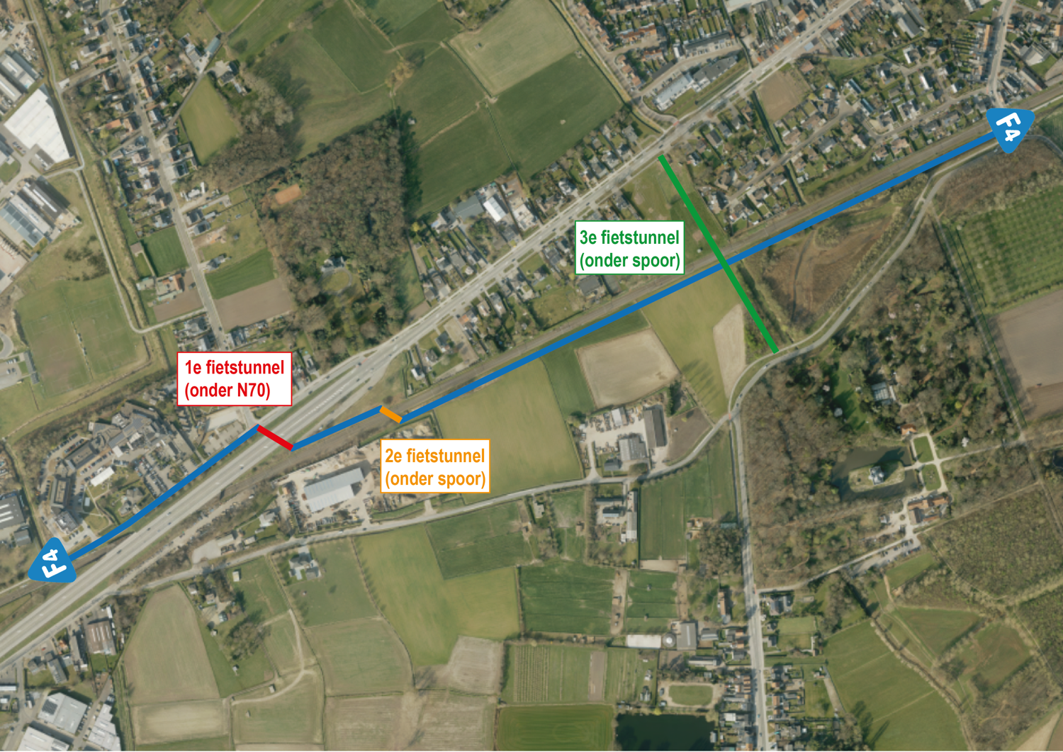 aanduiding locaties aan te leggen fietstunnels