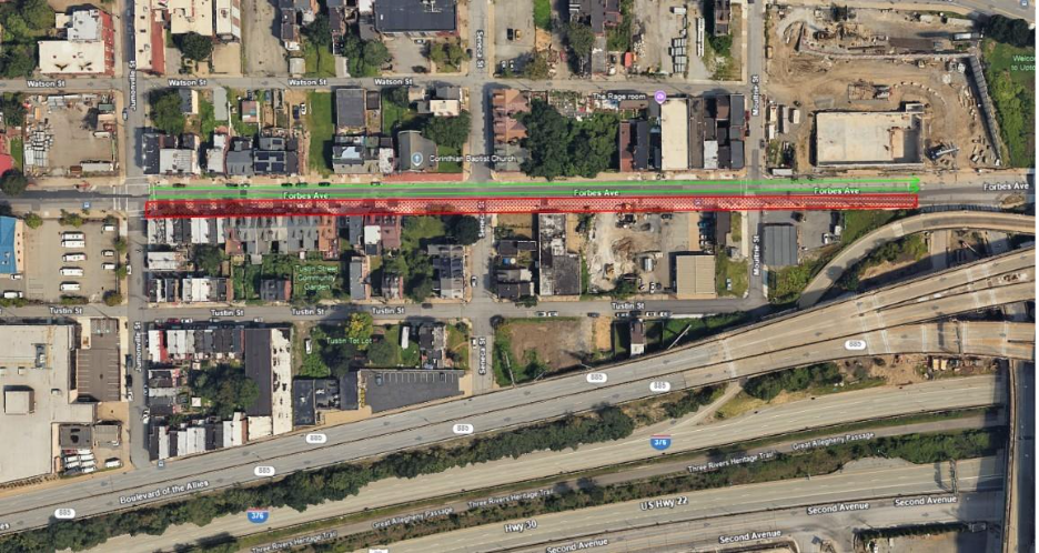 New construction zone on Forbes Avenue between Jumonville and Brady streets – starting September 22