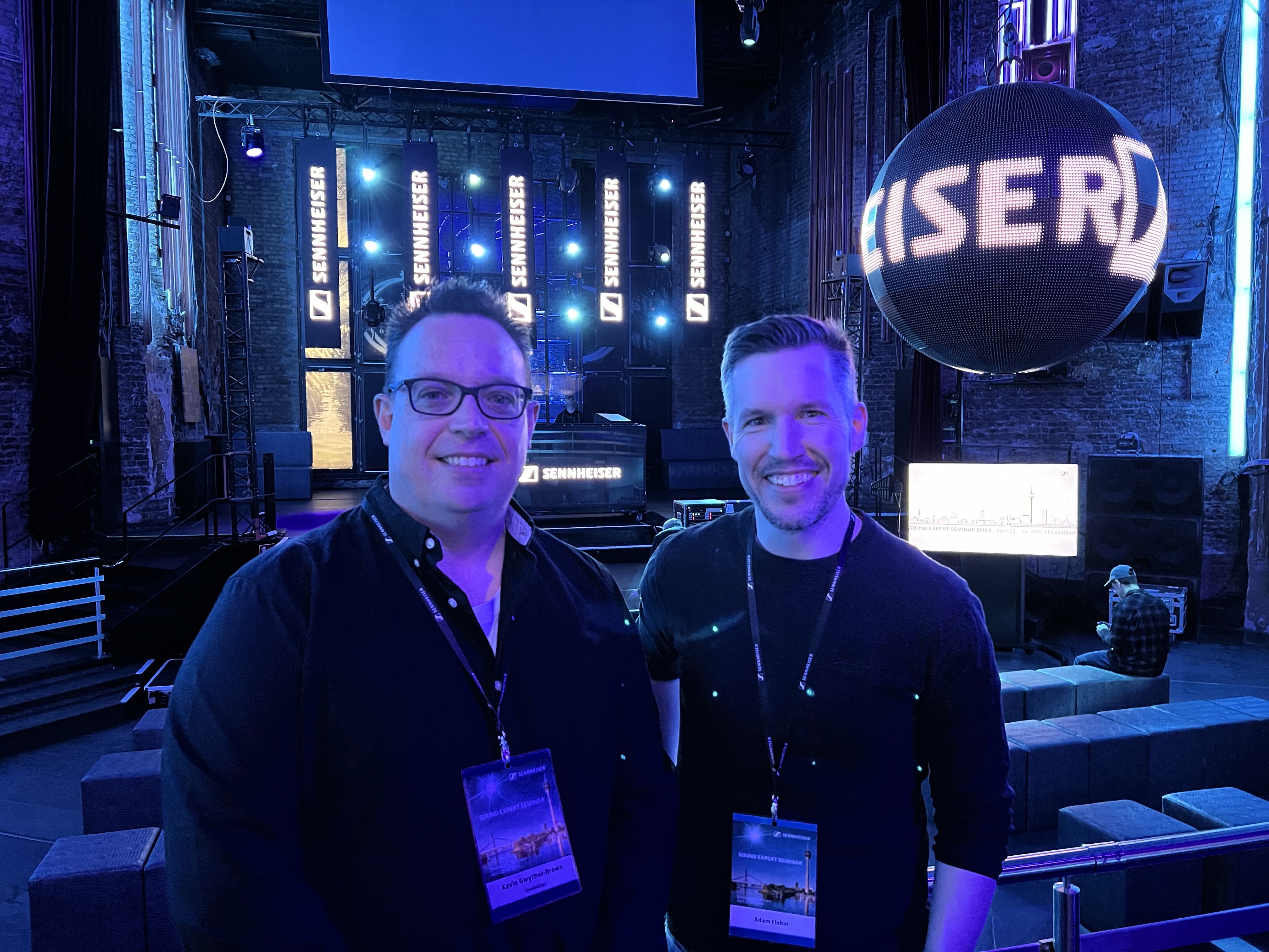 Sound designer Adam Fisher (right) with Sennheiser’s Kevin Gwyther-Brown