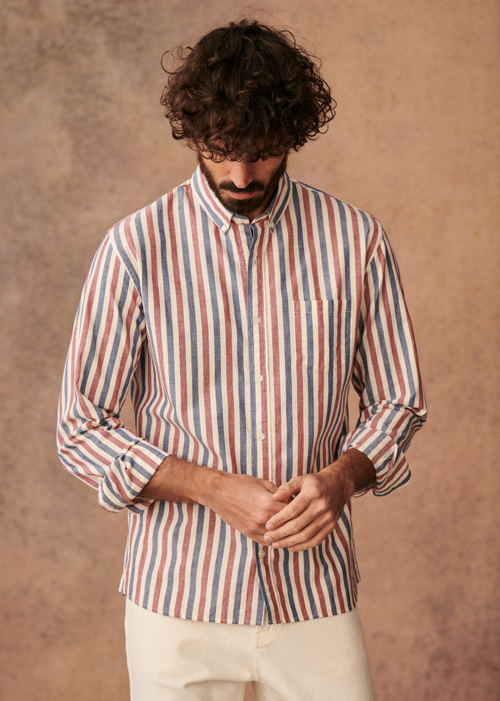 Octobre Editions - Pré commande _ Chemise Charlie Oxford Rayures Bleu Blanc Rouge
