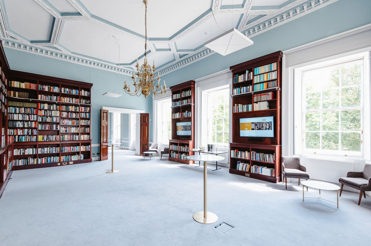 The high-ceilinged Library, with period decoration, incorporates TCC 2 microphones that blend in seamlessly into the room. Image Ó The British Academy. The high-ceilinged Library, with period decoration, incorporates TCC 2 microphones that blend in seamlessly into the room. Image Ó The British Academy.