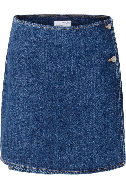 Selected_Skirt SEL Slfclair Mw Mid Blue Short Wrap Denim Skirt_JUTTU_€69,99