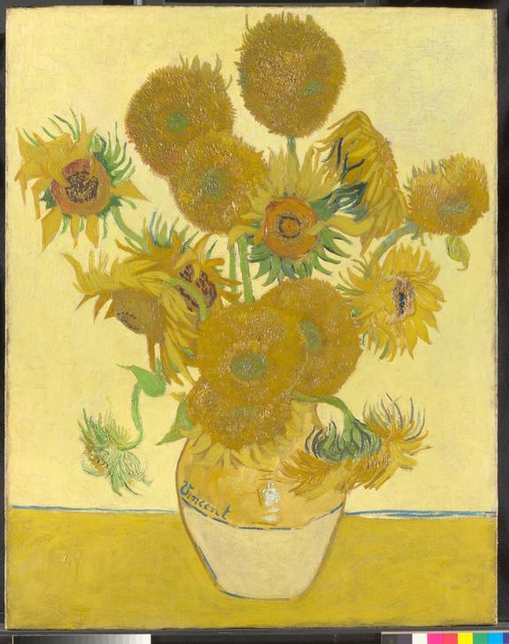 “Sunflowers” (fourteen sunflowers in a vase), 1888. Vincent van Gogh. AKG1558593  ©National Gallery Global Limited / akg-images