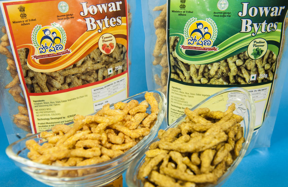 Healthy sorghum-based snacks developed by ICRISAT. 