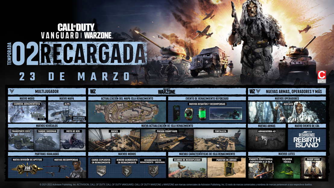 Temporada Dos Recargada — Prepárate para Isla Renacimiento Reforzada en Call of Duty®: Warzone™, Nuevas características en Call of Duty®: Vanguard