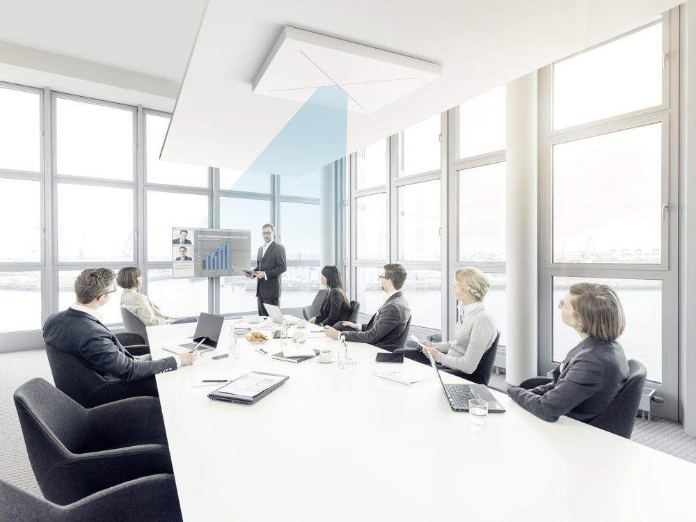 Thanks to the innovative beamforming technology the Sennheiser TeamConnect Ceiling automatically focuses on the voice of the active speaker.