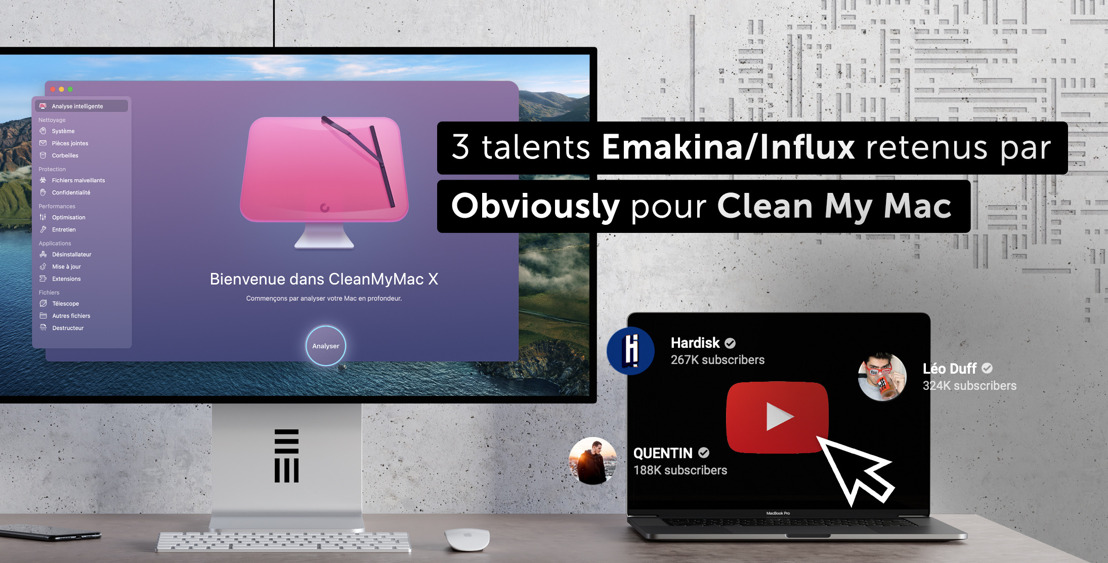 3 talents Emakina/Influx retenus par Obviously pour Clean My Mac pour lutter contre la pollution numérique