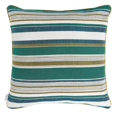 Cabana Stripe Square Outdoor Cushion - Jade, £165 by Liberty I www.libertylondon.com
