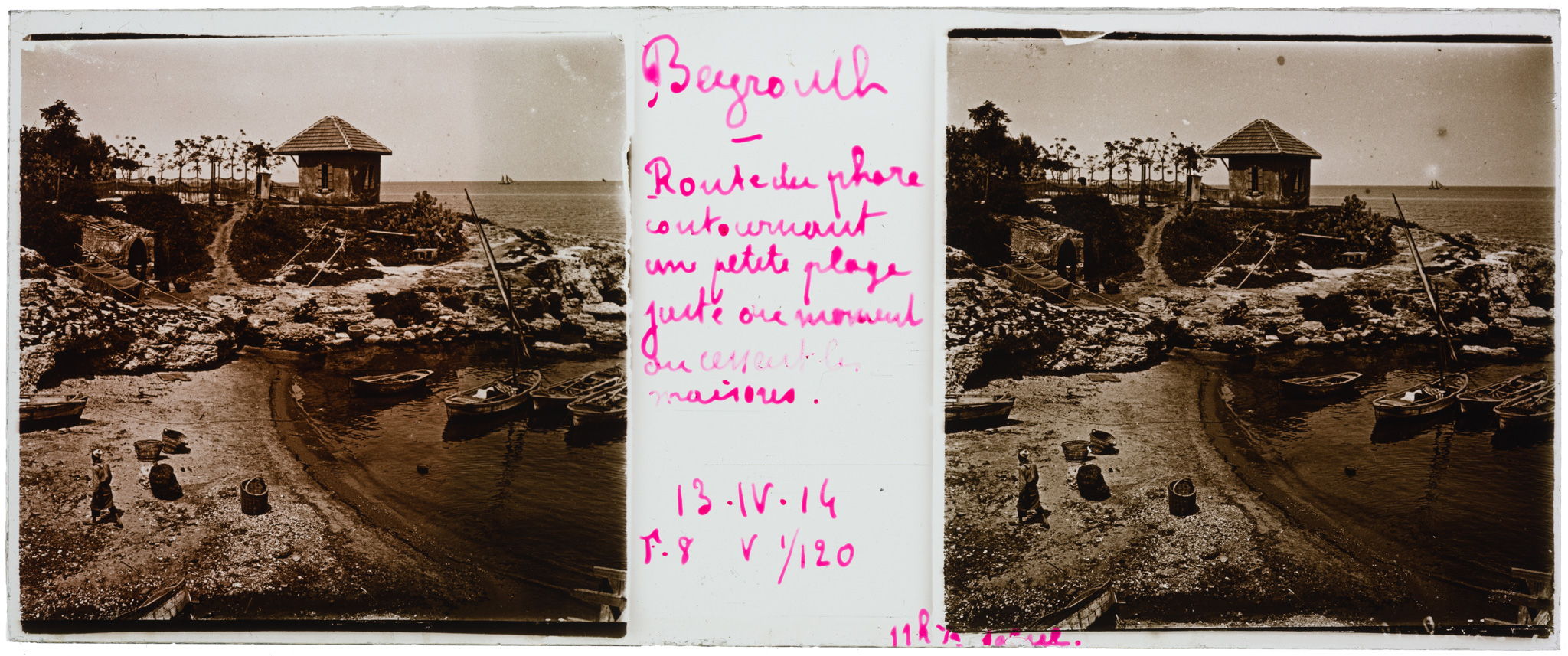 Al Manara road, Eugène Cottard, Beirut, Lebanon, 1914, Stereograph transparency. Eugène Cottard Collection, courtesy of the Arab Image Foundation