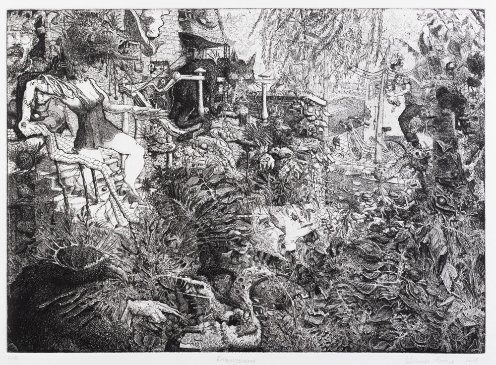 Adriaan Marin, Ummagumma, ets op papier, 515 x 615
