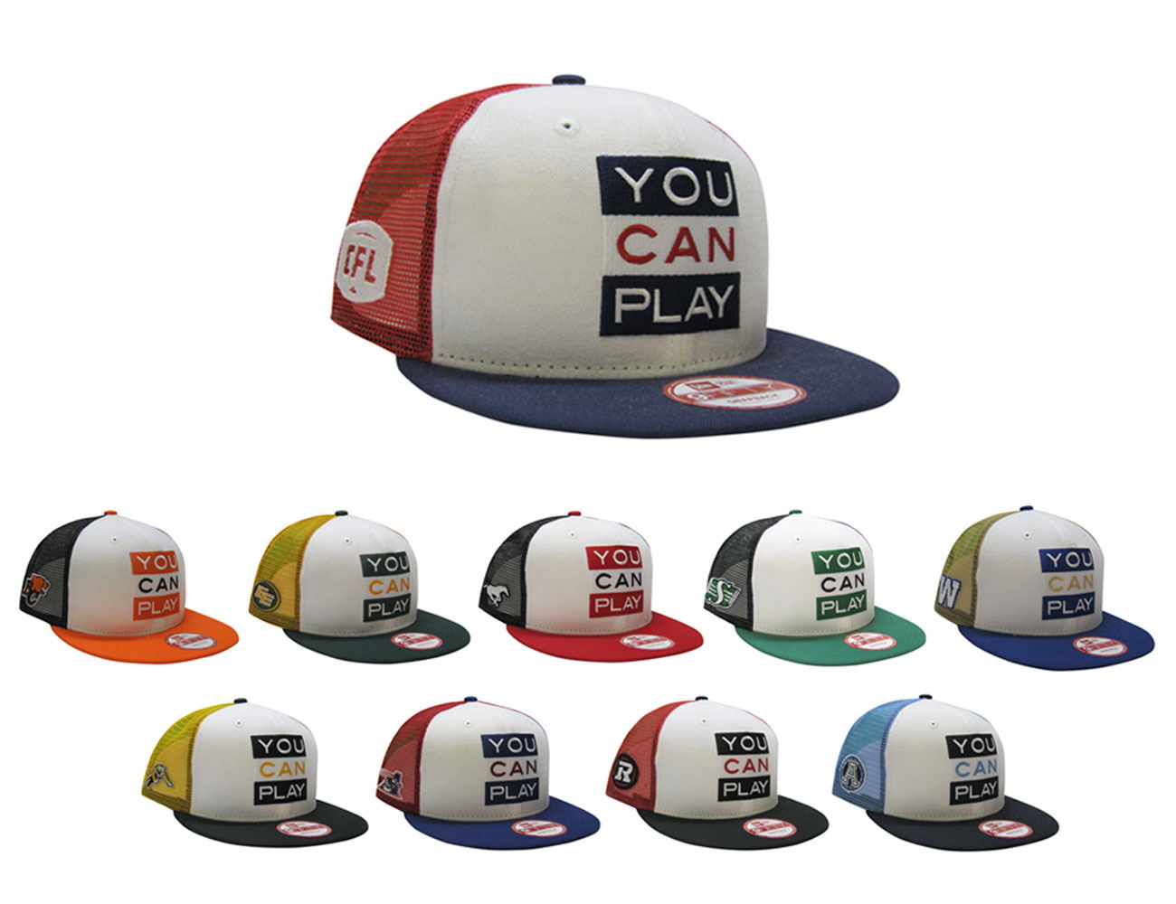 Casquettes à boutons-pression New Era 950 édition limitée CFL/YCP