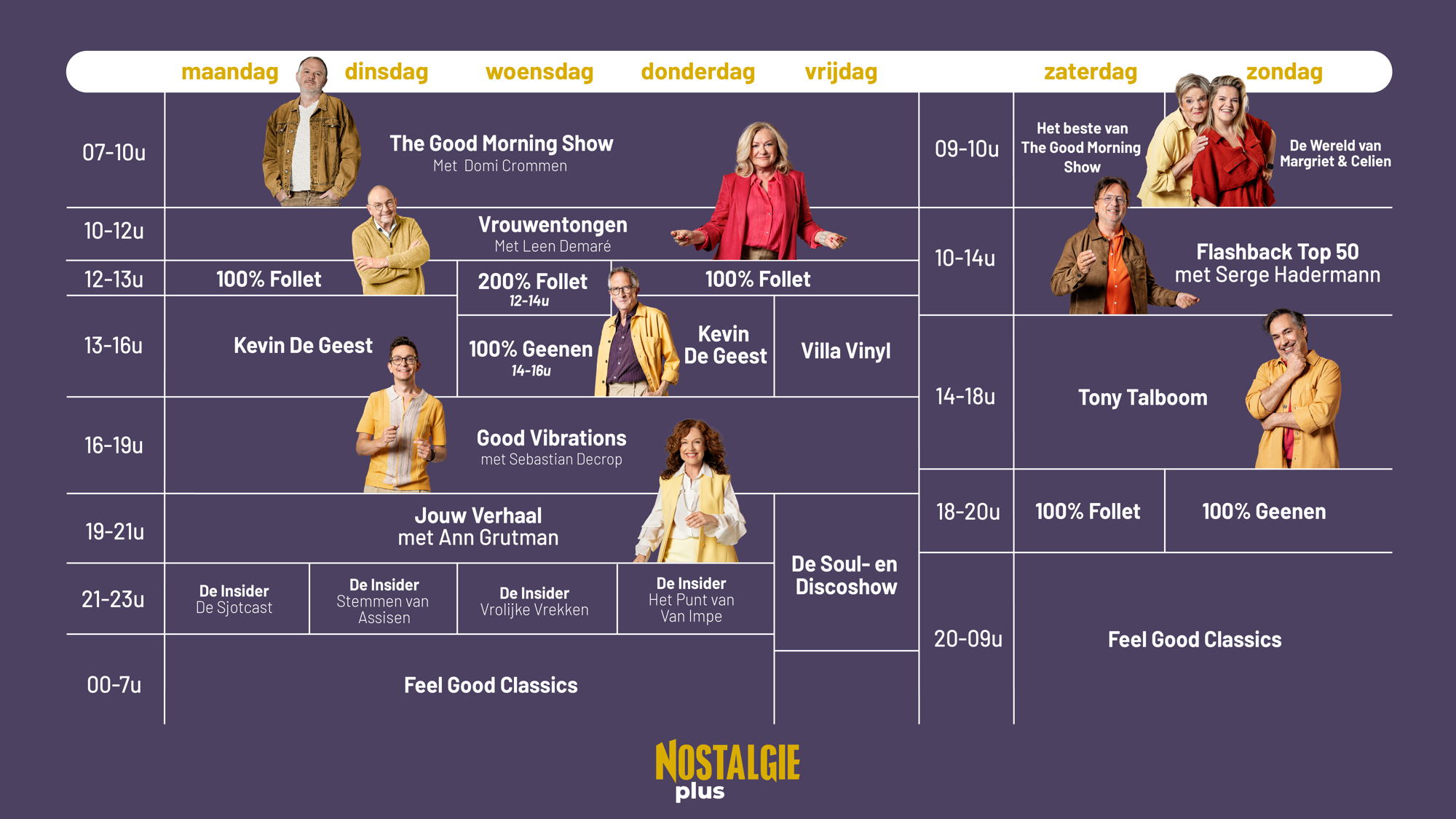 Programmaschema Nostalgie Plus - najaar 2025