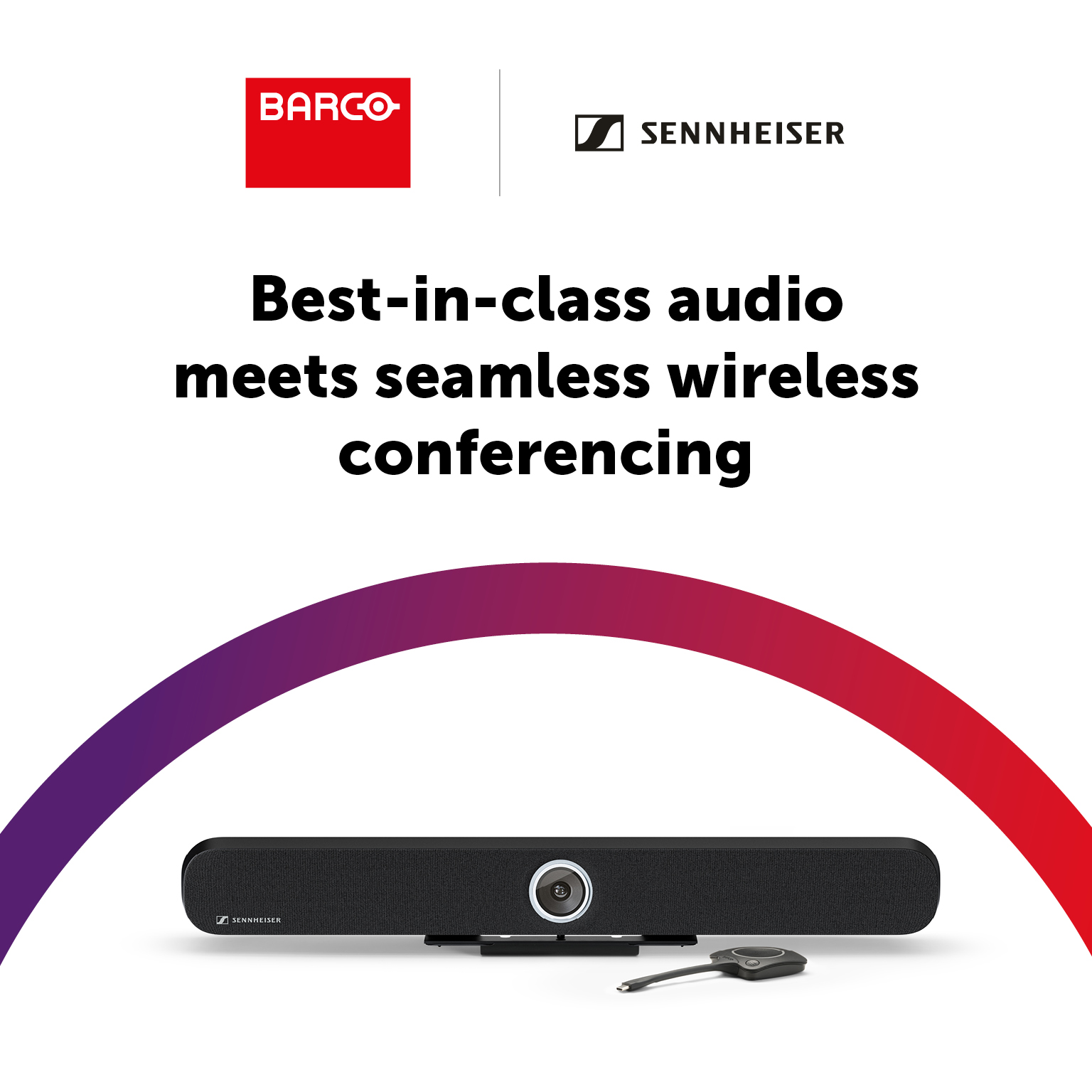 ClickShare Conference simplifies wireless collaboration, and when paired with Sennheiser's all-in-one video bars, it creates organized and clutter-free environments, leading to impactful meeting experiences