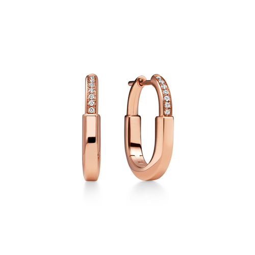 Tiffany & Co. - Lock small earrings in rose gold with diamonds