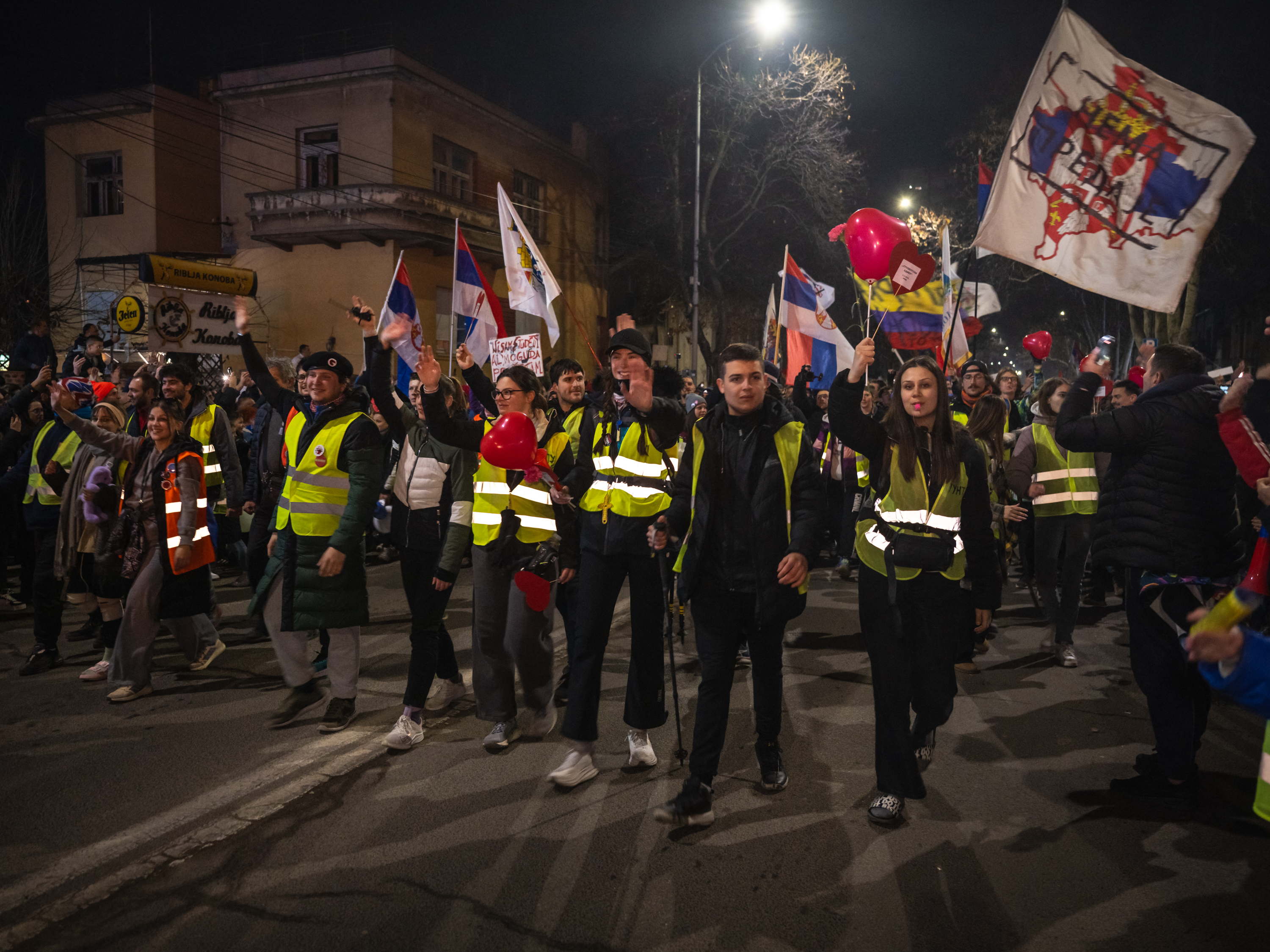 Serbian students arrive in Brussels after 2,000km ultramarathon for democracy