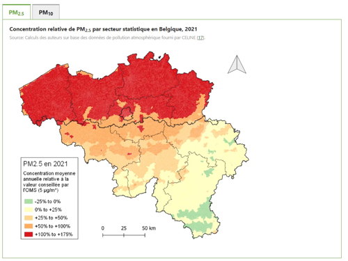 Concentration relative de PM 2.5