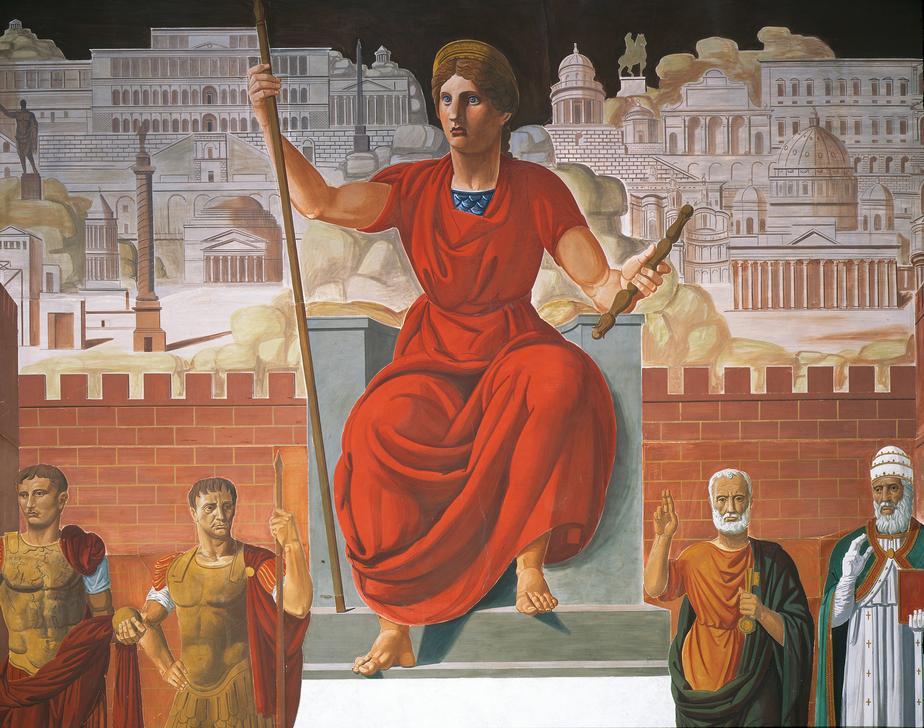 AKG896989 Achille Funi, Peinture murale sur l’histoire de Rome (détail) à l'EUR, 1941 (c) Andrea Jemolo / akg-images