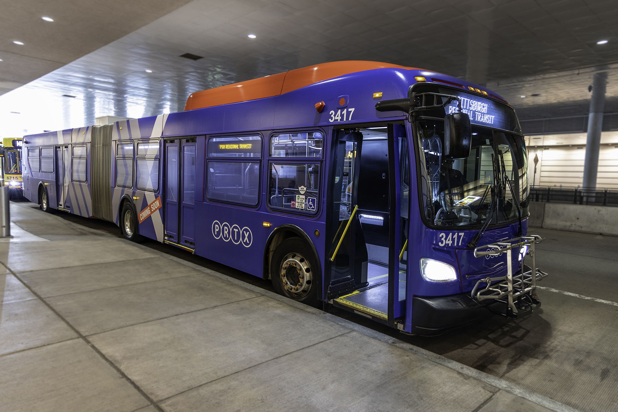 A Pittsburgh Regional Transit bus wrapped with the new PRTX branding A Pittsburgh Regional Transit bus wrapped with the new PRTX branding