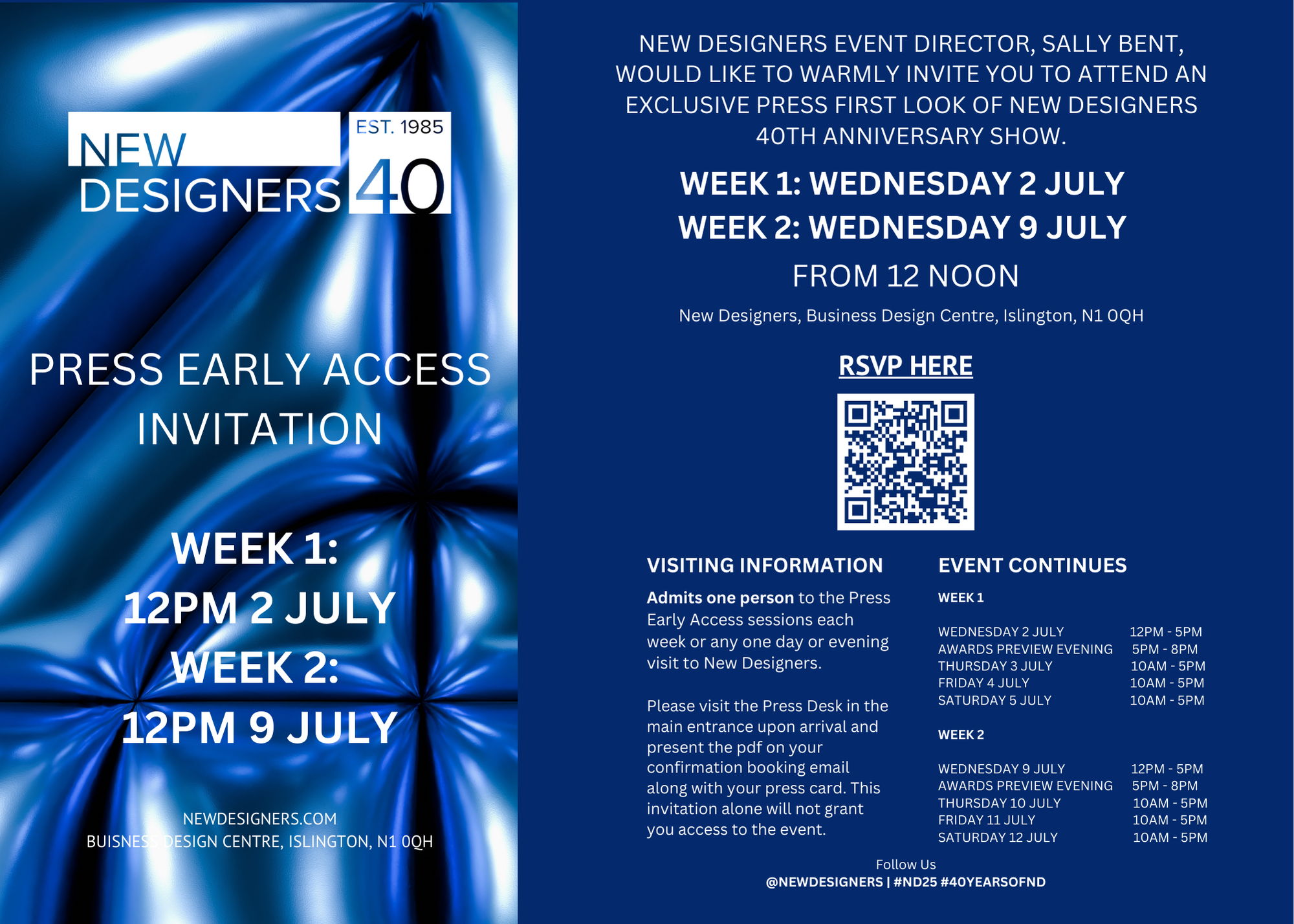 Invitation: New Designers 2025 Press Previews (2 & 9 July)