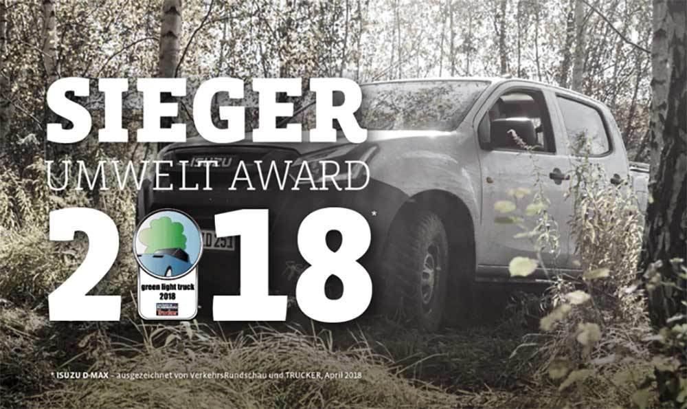 Isuzu D-Max 1.9D bekroond met “Green Light Truck (pick-up) Award 2018”
