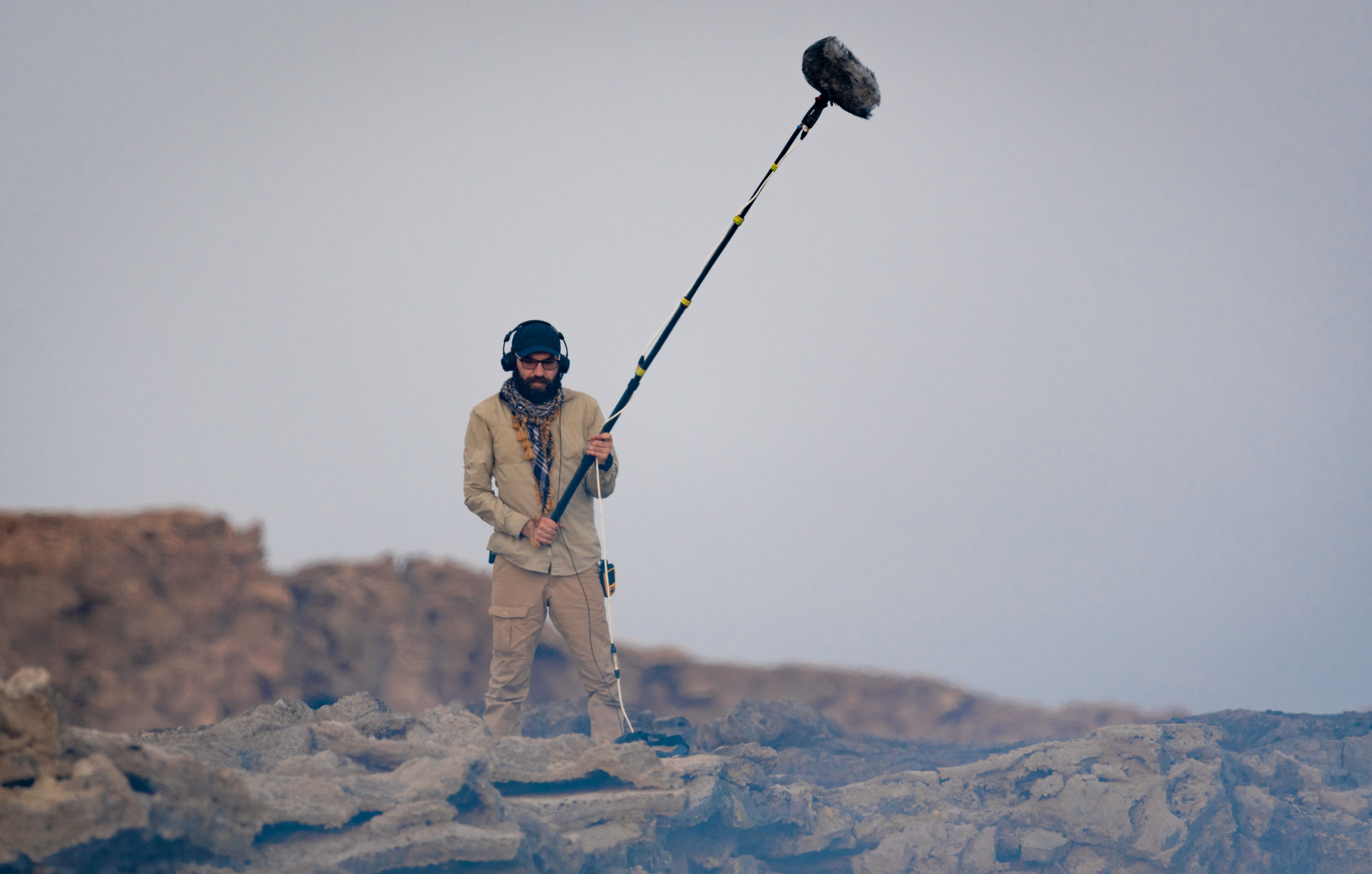 George bei der Aufnahme des Vulkans Erta Ale in Dallol, Äthiopien