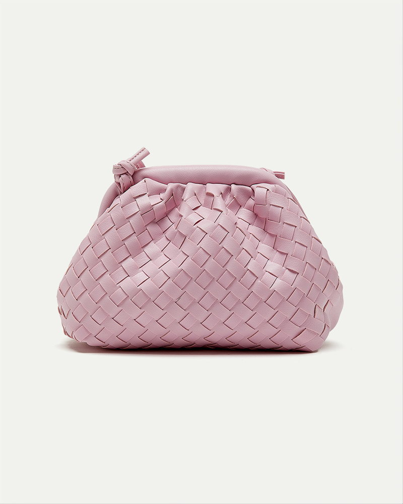 Faux Leather Clutch with Knotted Strap x The Birds Papaya