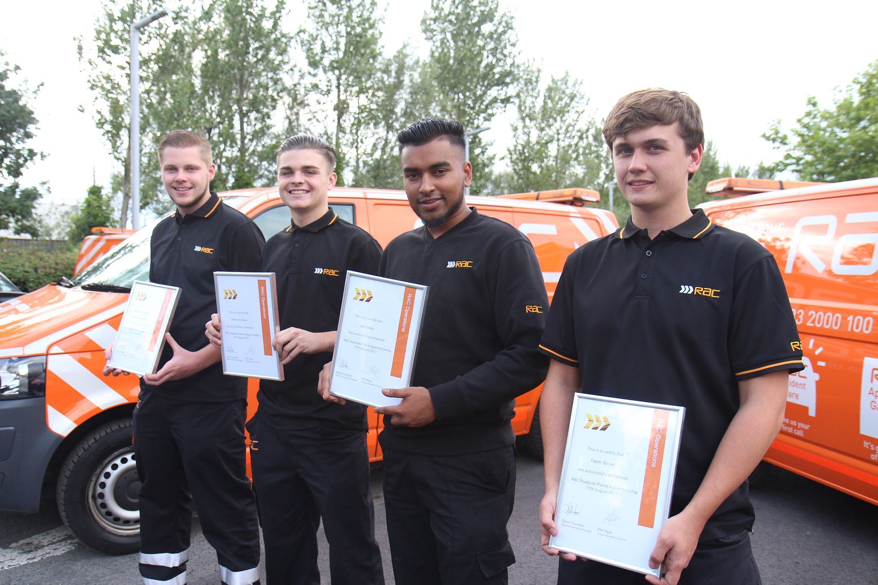 RAC Patrol graduates, left to right: Brandon Wagstaff, Sonny-Jo Gillam, Adil Uddin and Taylor Spicer RAC Patrol graduates, left to right: Brandon Wagstaff, Sonny-Jo Gillam, Adil Uddin and Taylor Spicer