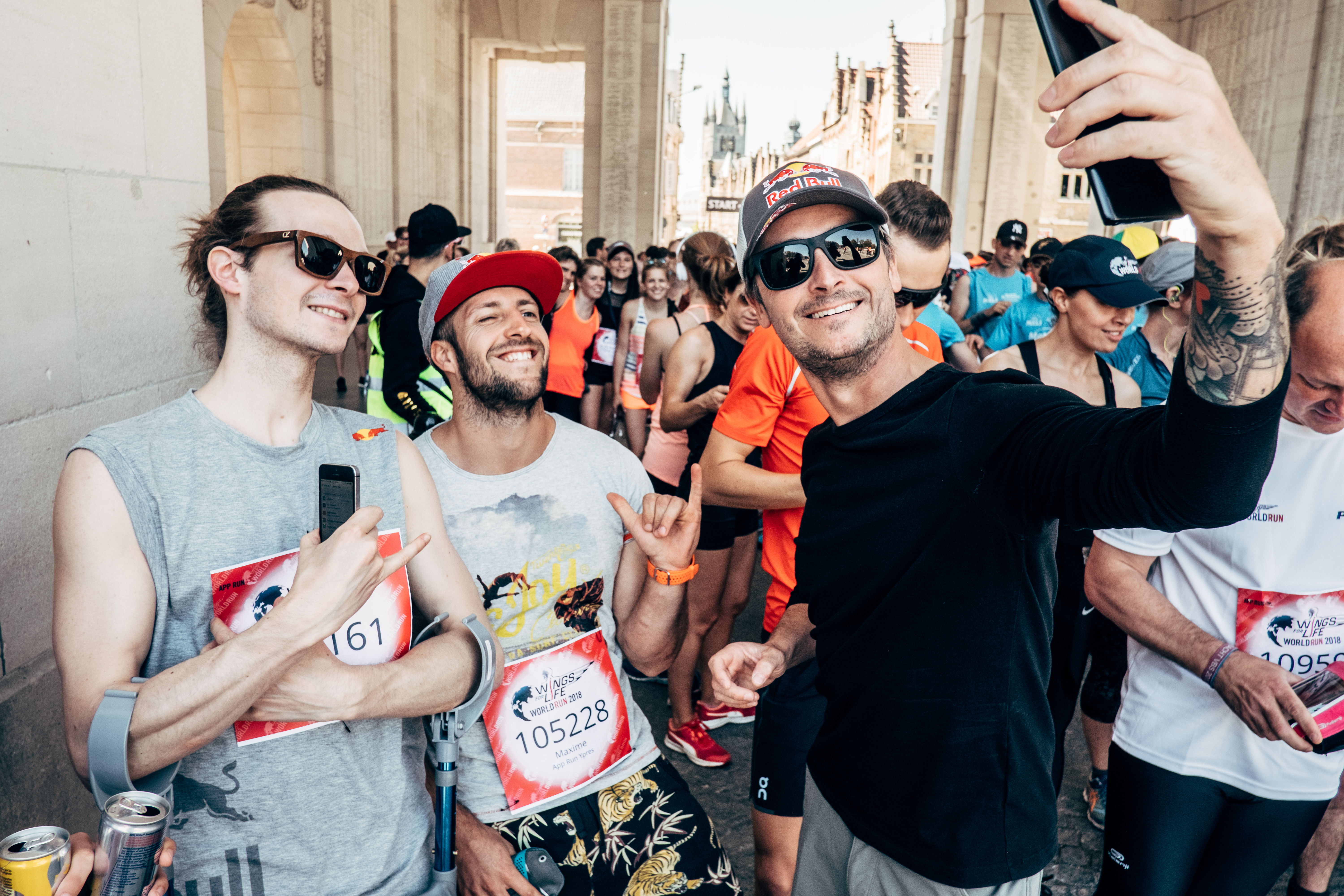 Seppe Smits, Maxim Richard & Cedric Dumont à la Wings For Life Organized App Run 2018.