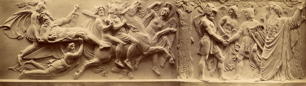 Friedrich Wilhelm Engelhard, "Sur le chemin du Valhalla" / Bas-relief, 1857 © akg-images