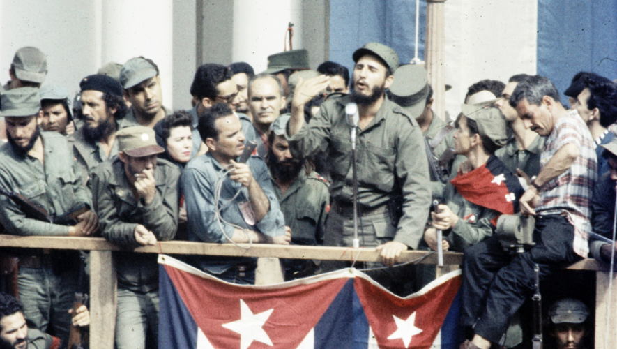 Fidel Castro tijdens een speech voor de inwoners van Santa Klara (c) Getty Images