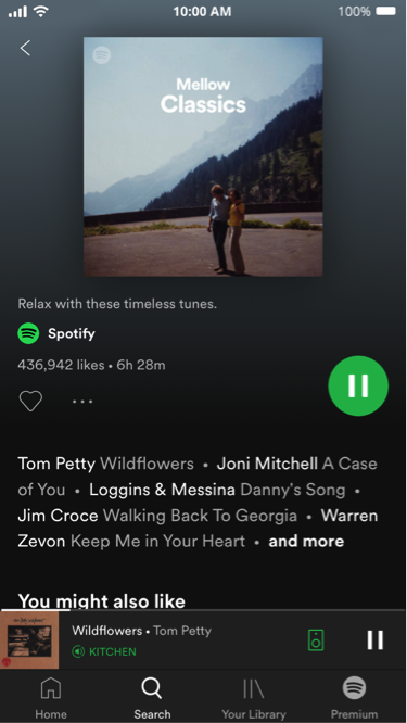 Spotify (Free version) Mellow Classics Now Playing Screenshot