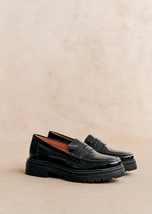 Sézane - Mocassins ALBANE Noir vernis - 165€