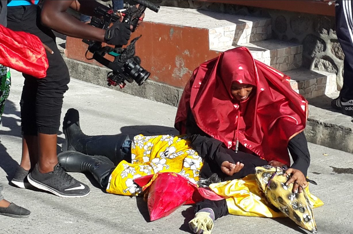 Behind the scenes: Filming in the village of Colihaut.