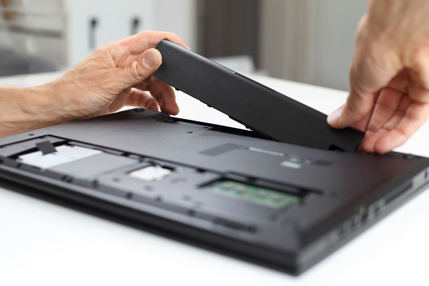 Lithium-ion batterij in laptop. 