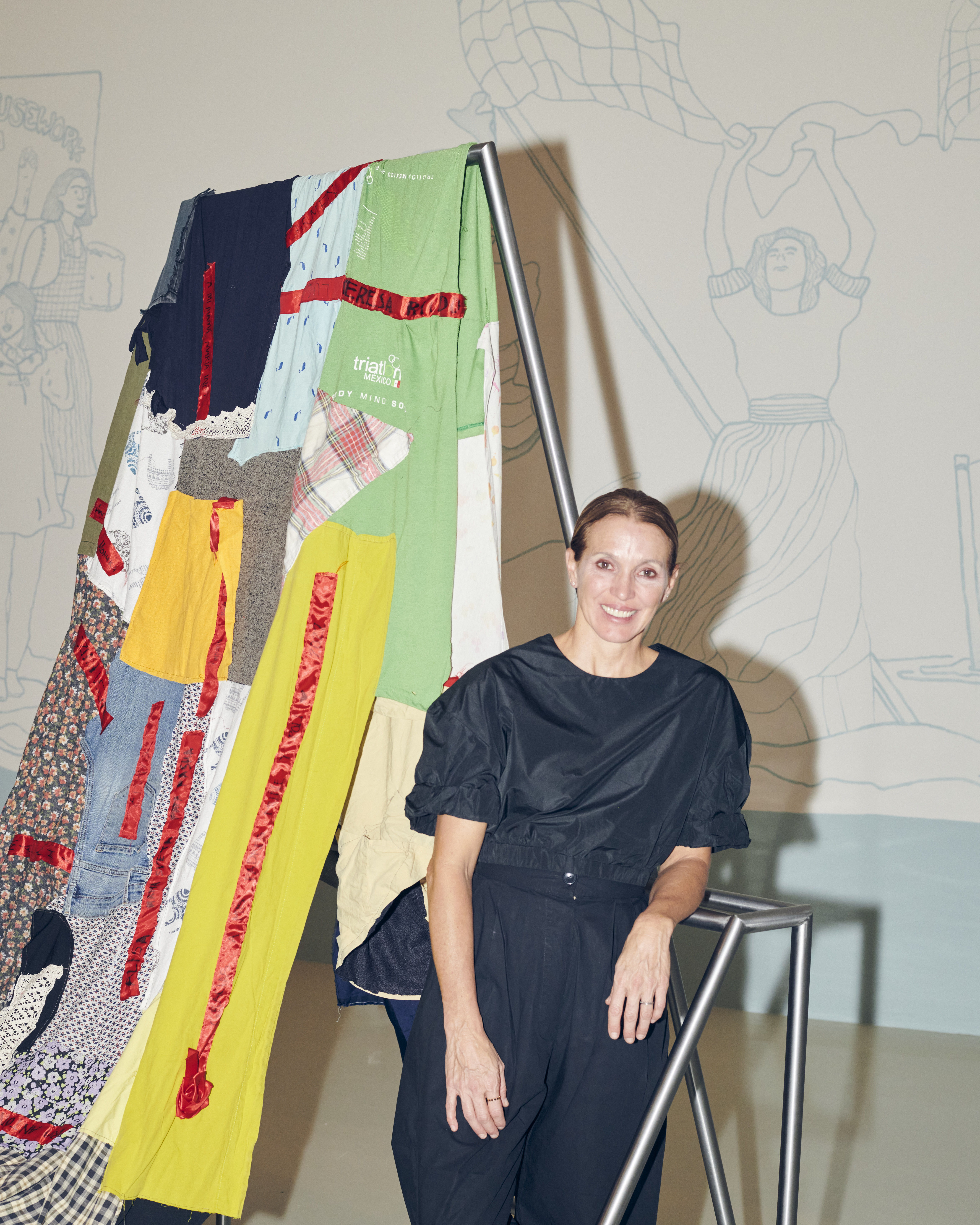 Tatiana Bilbao, Director, Tatiana Bilbao Estudio with her work La ropa sucia se lava en casa (Dirty clothes are washed at home), 2022 for the MECCA X NGV Women in Design Commission: Tatiana Bilbao on display from 6 October 2022 – 29 January 2023 at NGV International, Melbourne. Photo: Josh Robenstone