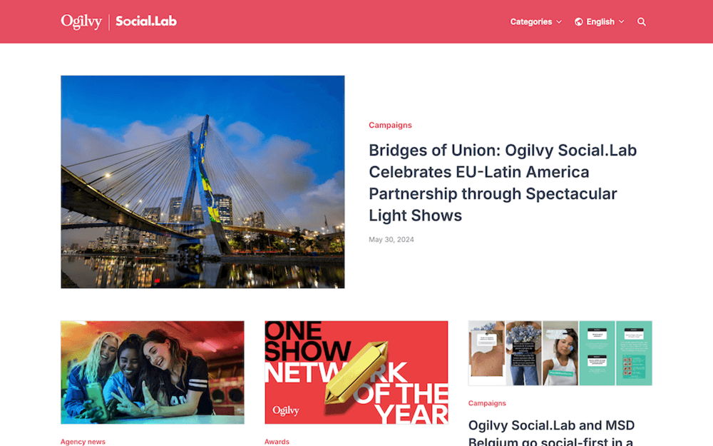 Ogilvy's colorful Prezly newsroom