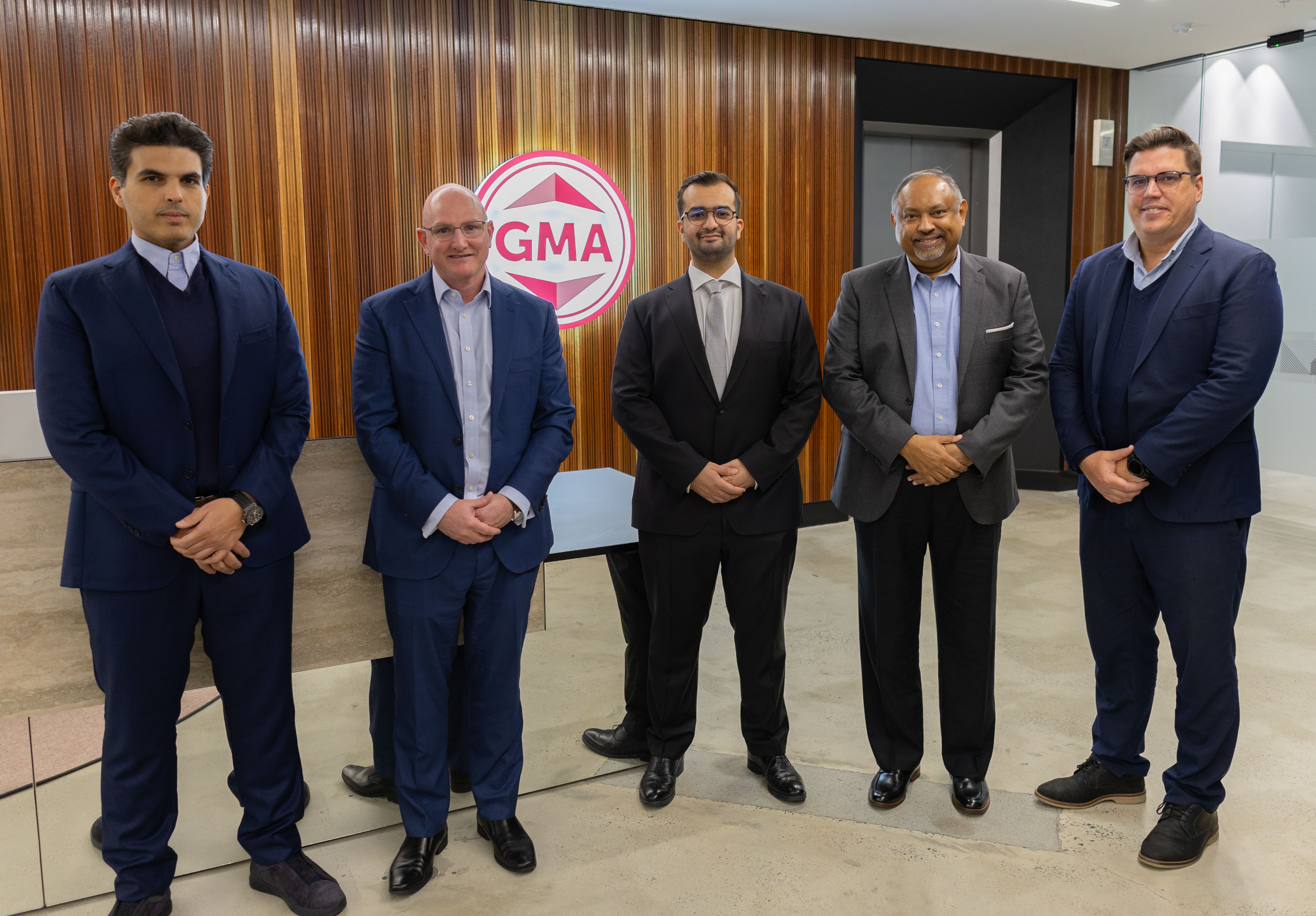 Garnet Arabia Company (GAC) Al Suhaimi Group Board of Directors, Mohammed Sulaiman Alsuhaimi and Faisal Mosaad Alsuhaimi, with GMA Garnet Group CEO, Grant Cox, General Manager of GMA Middle East, Soni John, and GMA Garnet Group Chief Financial Officer, Luke Anderson.