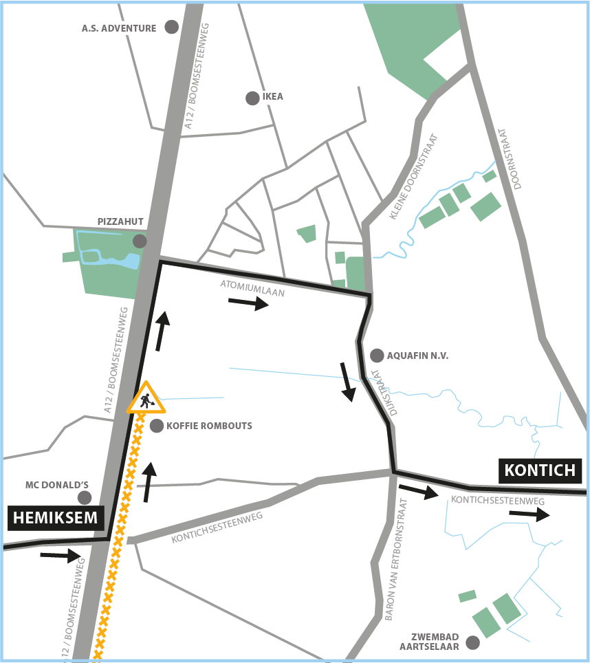 Omleidingsplan Aartselaar/Kontich vanuit Hemiksem.