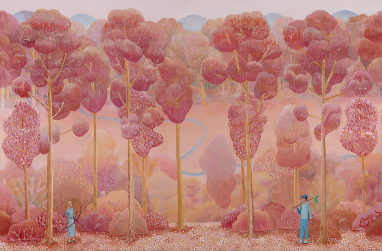 BEN SLEDSENS, The huntswoman and the wanderer, 2020. Oil and acrylic on canvas, 190 x 290 cm. Courtesy Tim Van Laere Gallery, Antwerp