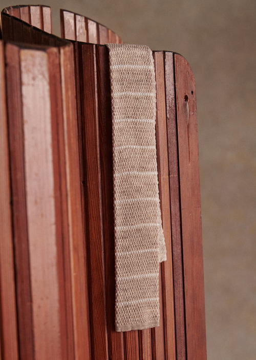 Octobre Editions - Cravate Jett Beige Blanc - 65€