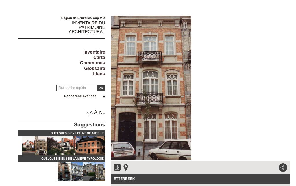 Site de l'inventaire du patrimoine Architectural d'urban.brussels